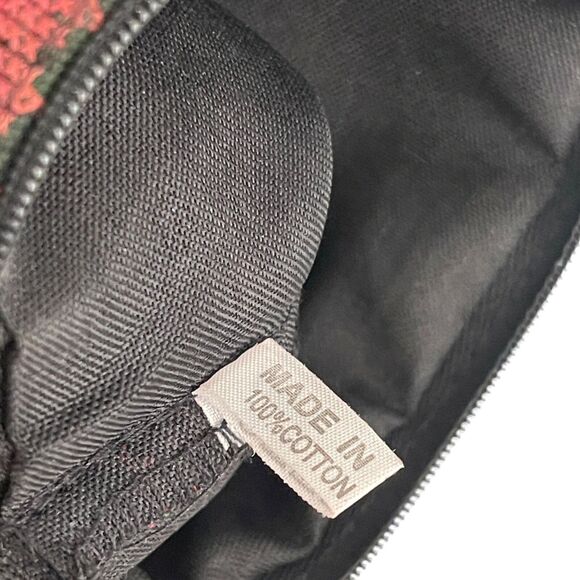 Women's Mini PomPom Crossbody Printed Abstract Zip Pouch Red - Picture 4 of 9